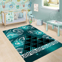 Matariki New Zealand Area Rug NZ Niho Taniwha Maori New Year Cyan Galaxy LT14 - Polynesian Pride
