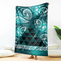 Matariki New Zealand Blanket NZ Niho Taniwha Maori New Year Cyan Galaxy LT14 - Polynesian Pride