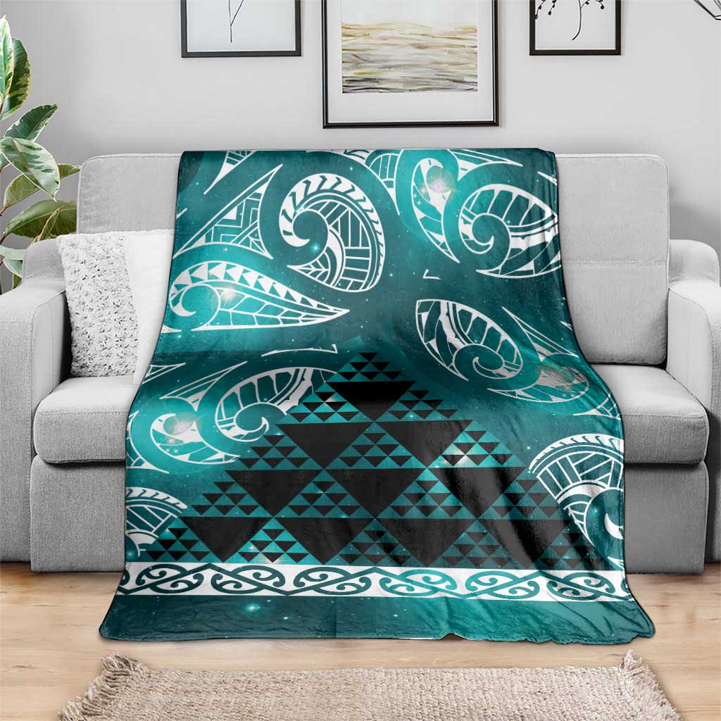 Matariki New Zealand Blanket NZ Niho Taniwha Maori New Year Cyan Galaxy LT14 - Polynesian Pride