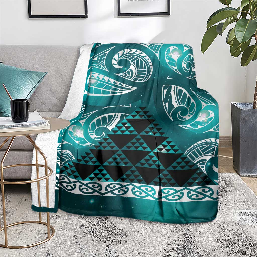 Matariki New Zealand Blanket NZ Niho Taniwha Maori New Year Cyan Galaxy LT14 - Polynesian Pride
