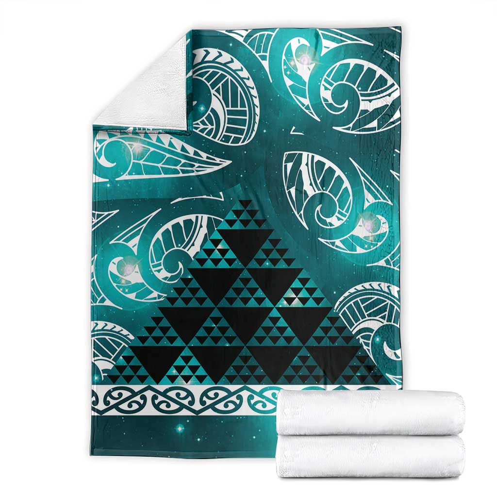 Matariki New Zealand Blanket NZ Niho Taniwha Maori New Year Cyan Galaxy LT14 - Polynesian Pride