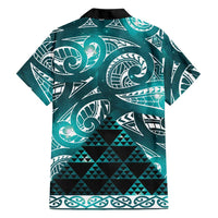Matariki New Zealand Family Matching Off Shoulder Short Dress and Hawaiian Shirt NZ Niho Taniwha Maori New Year Cyan Galaxy