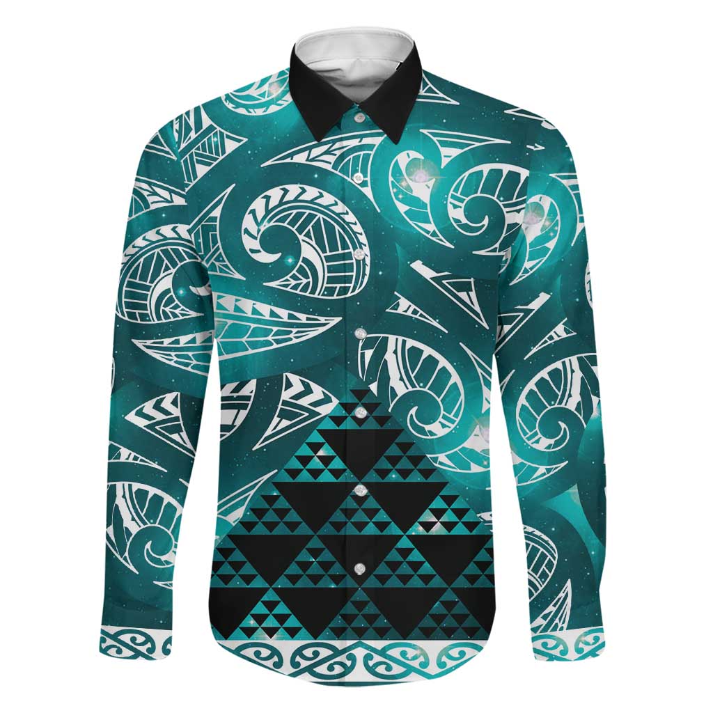 Matariki New Zealand Family Matching Off Shoulder Short Dress and Hawaiian Shirt NZ Niho Taniwha Maori New Year Cyan Galaxy