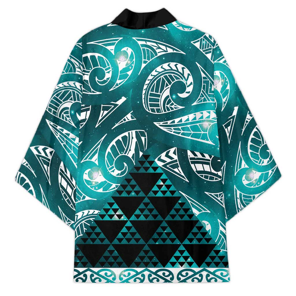 Matariki New Zealand Kimono NZ Niho Taniwha Maori New Year Cyan Galaxy LT14 - Polynesian Pride