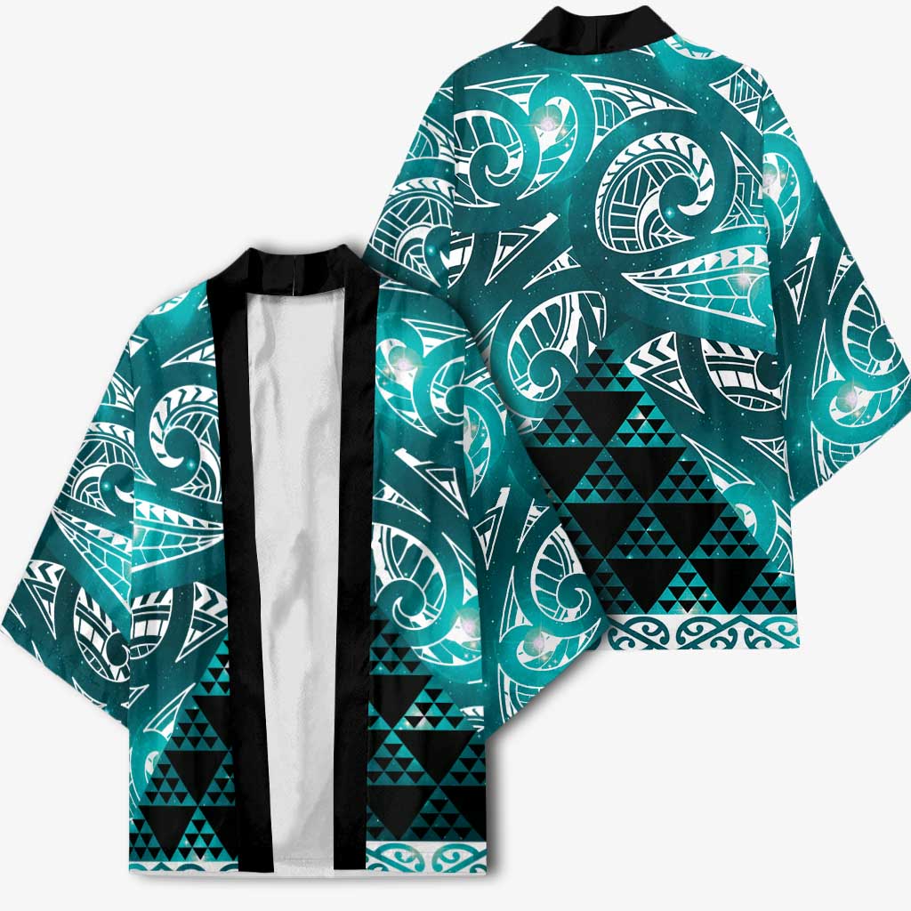 Matariki New Zealand Kimono NZ Niho Taniwha Maori New Year Cyan Galaxy LT14 - Polynesian Pride