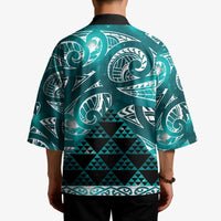 Matariki New Zealand Kimono NZ Niho Taniwha Maori New Year Cyan Galaxy LT14 - Polynesian Pride
