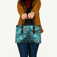 Matariki New Zealand Leather Bag NZ Niho Taniwha Maori New Year Cyan Galaxy LT14 - Polynesian Pride