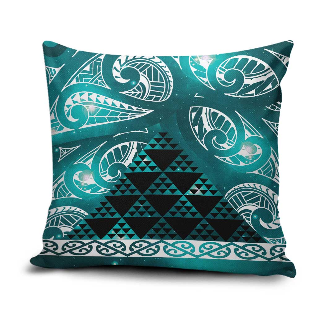 Matariki New Zealand Pillow Cover NZ Niho Taniwha Maori New Year Cyan Galaxy