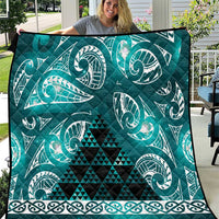 Matariki New Zealand Quilt NZ Niho Taniwha Maori New Year Cyan Galaxy LT14 Cyan - Polynesian Pride