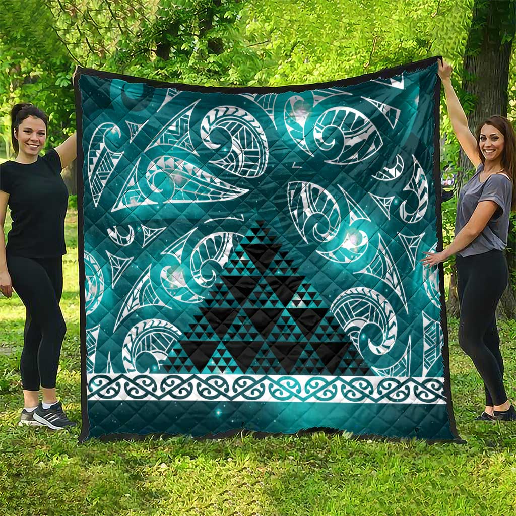 Matariki New Zealand Quilt NZ Niho Taniwha Maori New Year Cyan Galaxy LT14 - Polynesian Pride