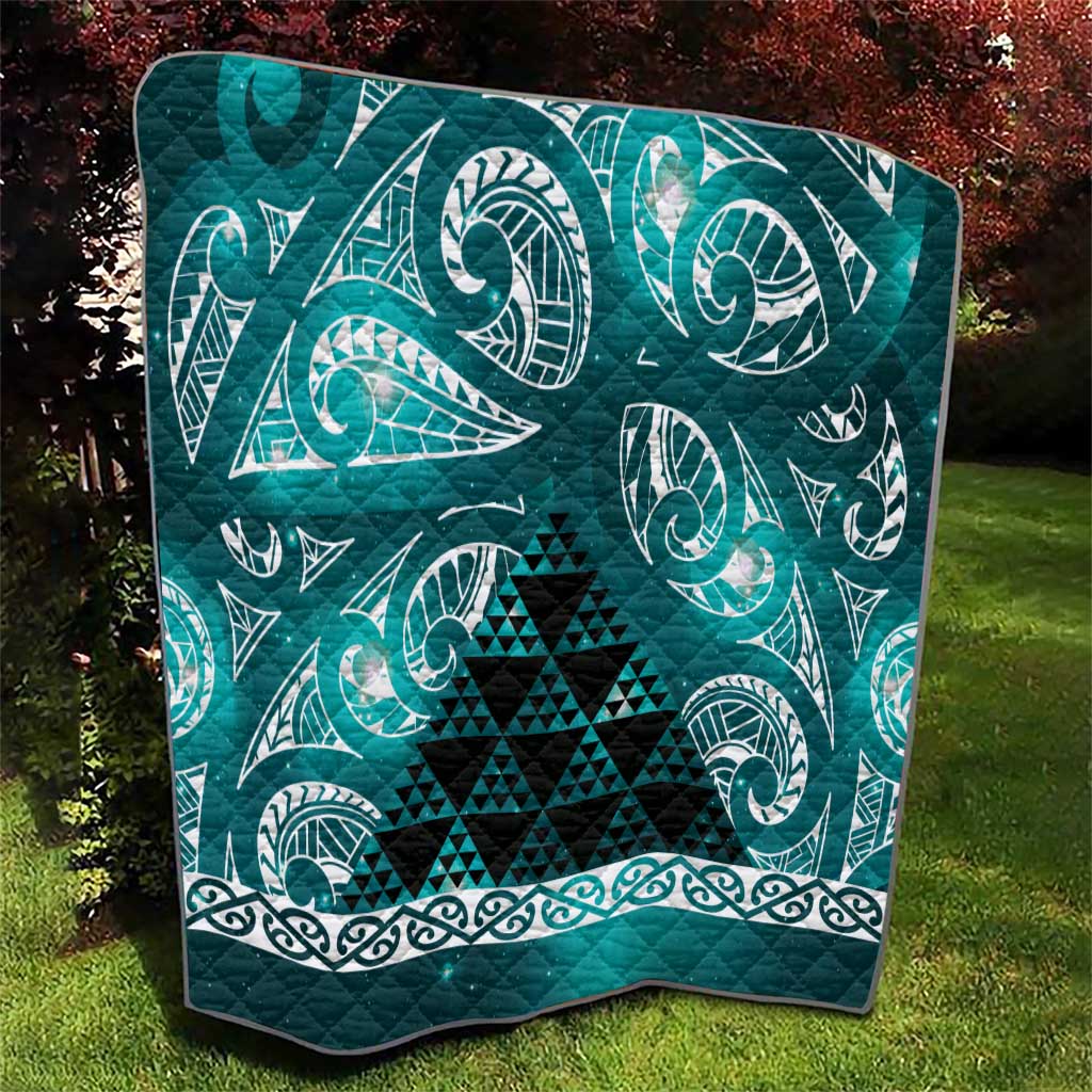 Matariki New Zealand Quilt NZ Niho Taniwha Maori New Year Cyan Galaxy LT14 - Polynesian Pride