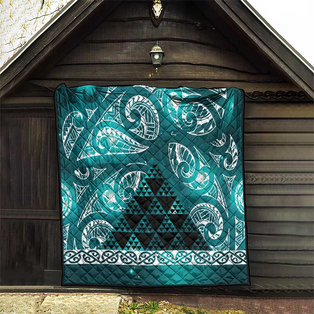 Matariki New Zealand Quilt NZ Niho Taniwha Maori New Year Cyan Galaxy LT14 - Polynesian Pride