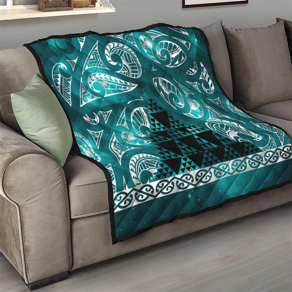 Matariki New Zealand Quilt NZ Niho Taniwha Maori New Year Cyan Galaxy LT14 - Polynesian Pride