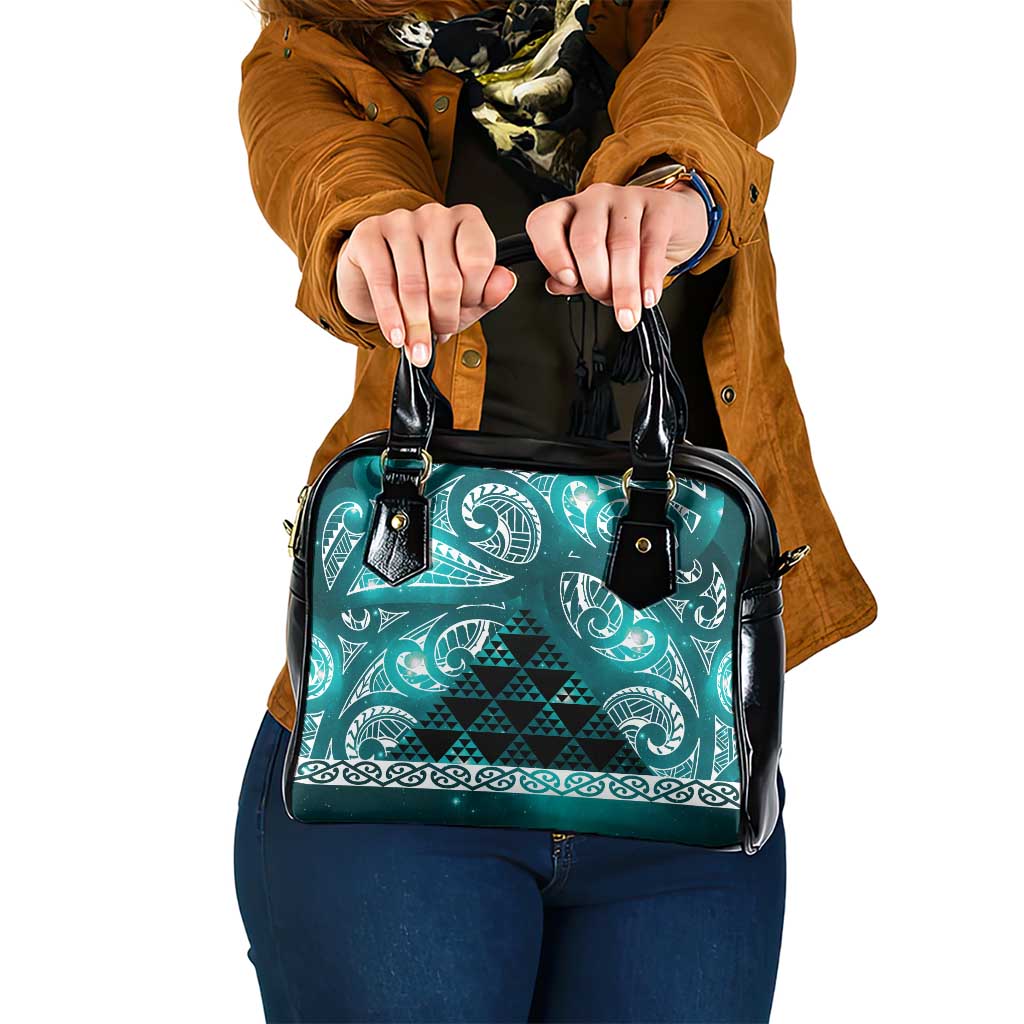 Matariki New Zealand Shoulder Handbag NZ Niho Taniwha Maori New Year Cyan Galaxy LT14 One Size Cyan - Polynesian Pride