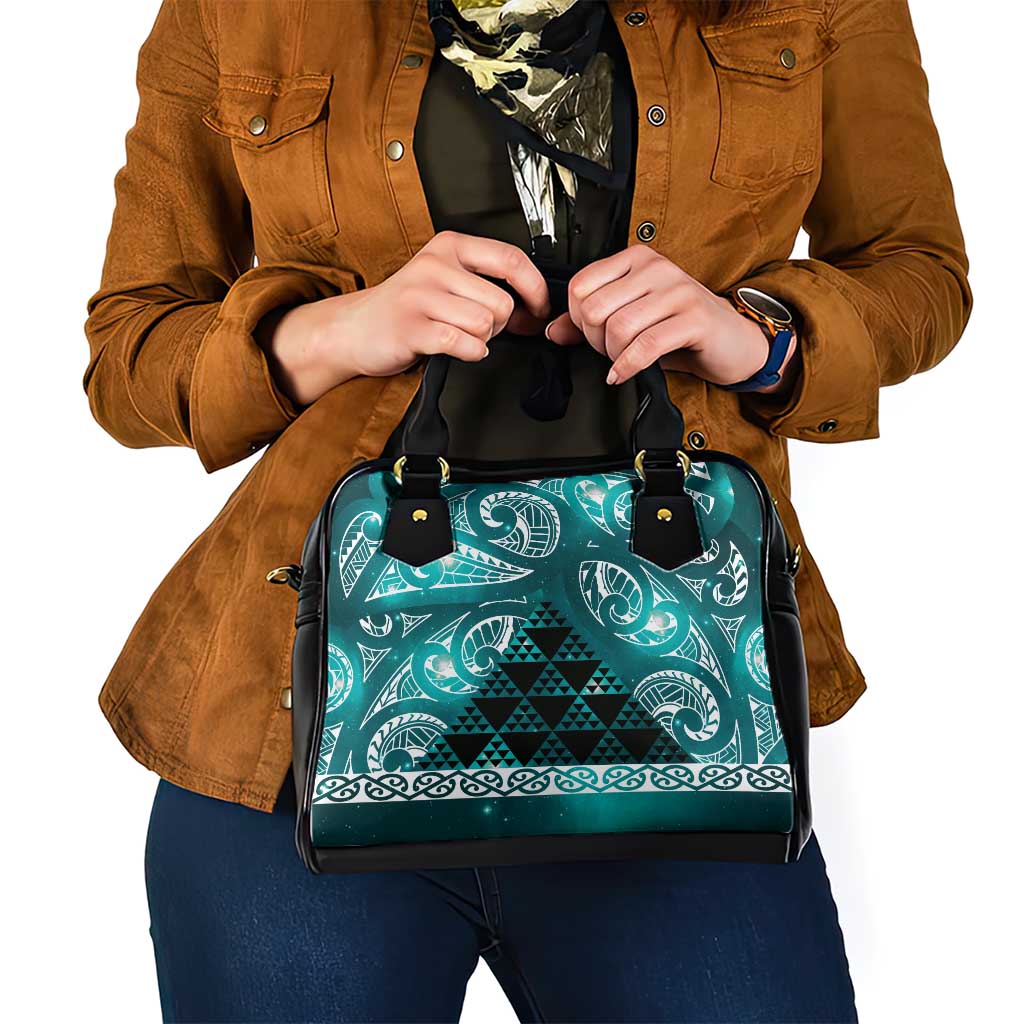 Matariki New Zealand Shoulder Handbag NZ Niho Taniwha Maori New Year Cyan Galaxy LT14 - Polynesian Pride