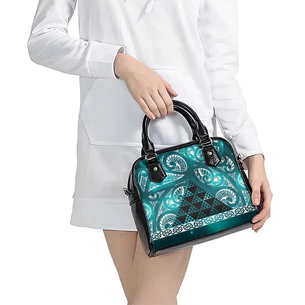Matariki New Zealand Shoulder Handbag NZ Niho Taniwha Maori New Year Cyan Galaxy LT14 - Polynesian Pride