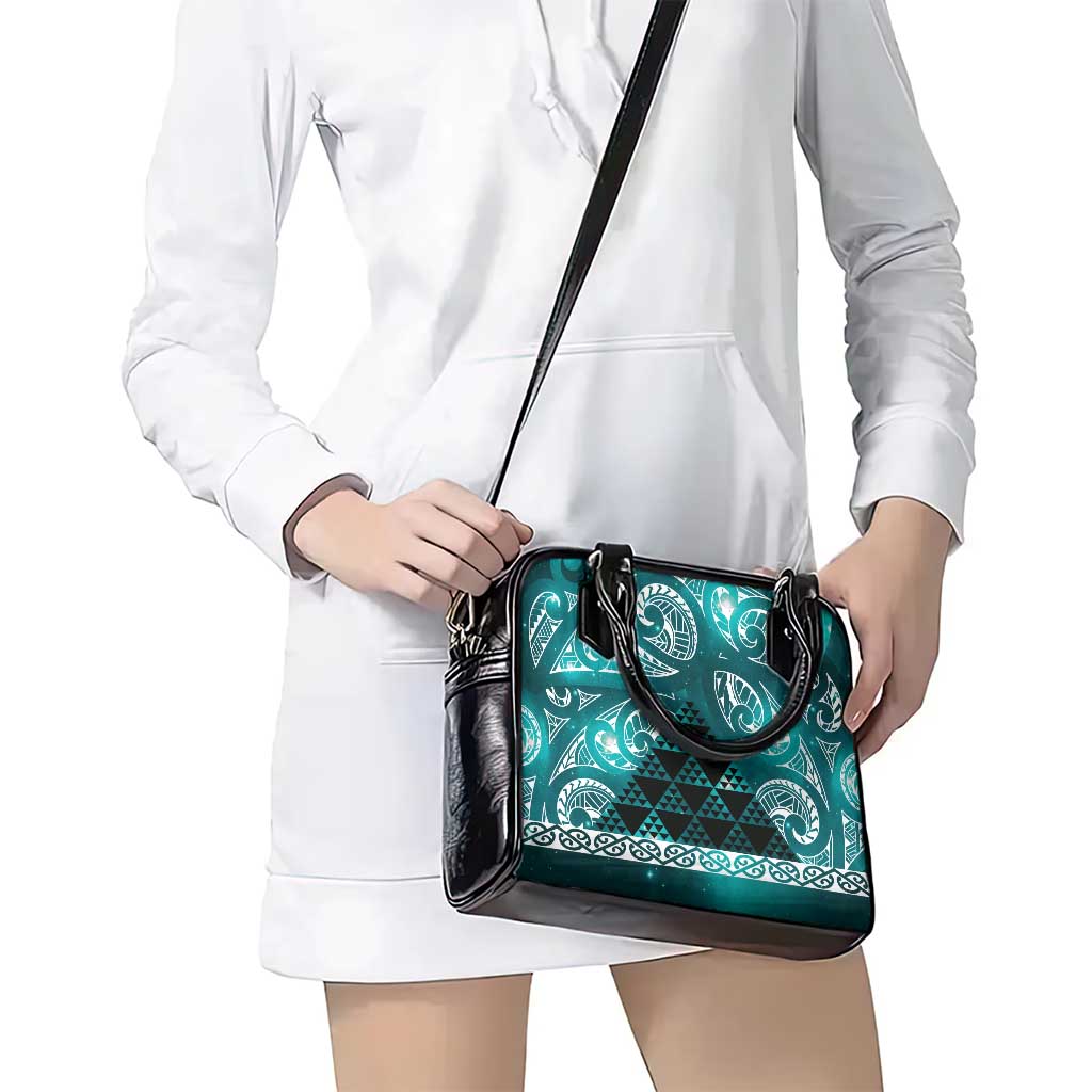 Matariki New Zealand Shoulder Handbag NZ Niho Taniwha Maori New Year Cyan Galaxy LT14 - Polynesian Pride