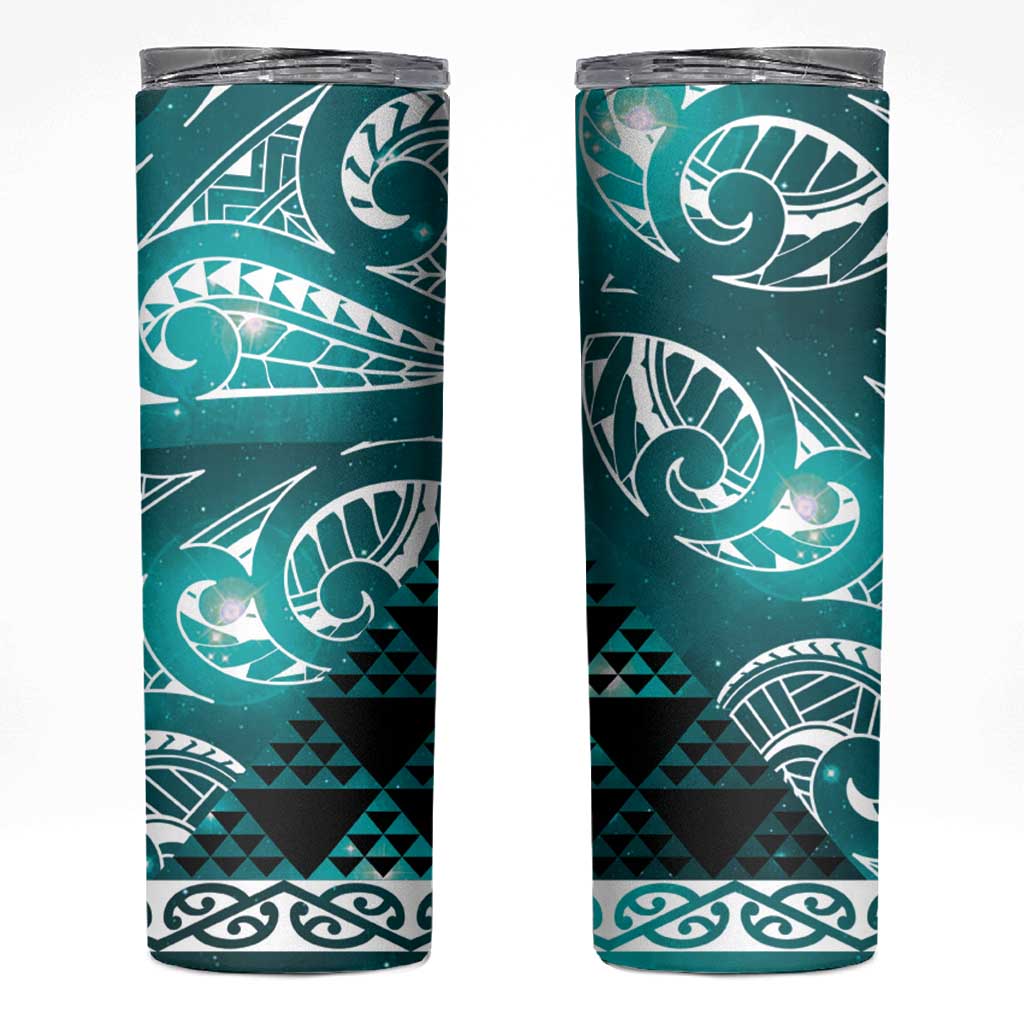 Matariki New Zealand Skinny Tumbler NZ Niho Taniwha Maori New Year Cyan Galaxy LT14 Cyan - Polynesian Pride