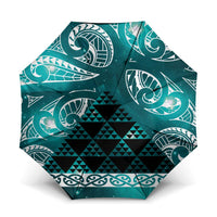 Matariki New Zealand Umbrella NZ Niho Taniwha Maori New Year Cyan Galaxy LT14 One Size Folded 11.42 inch Opened Diameter 37.4 inch Cyan - Polynesian Pride