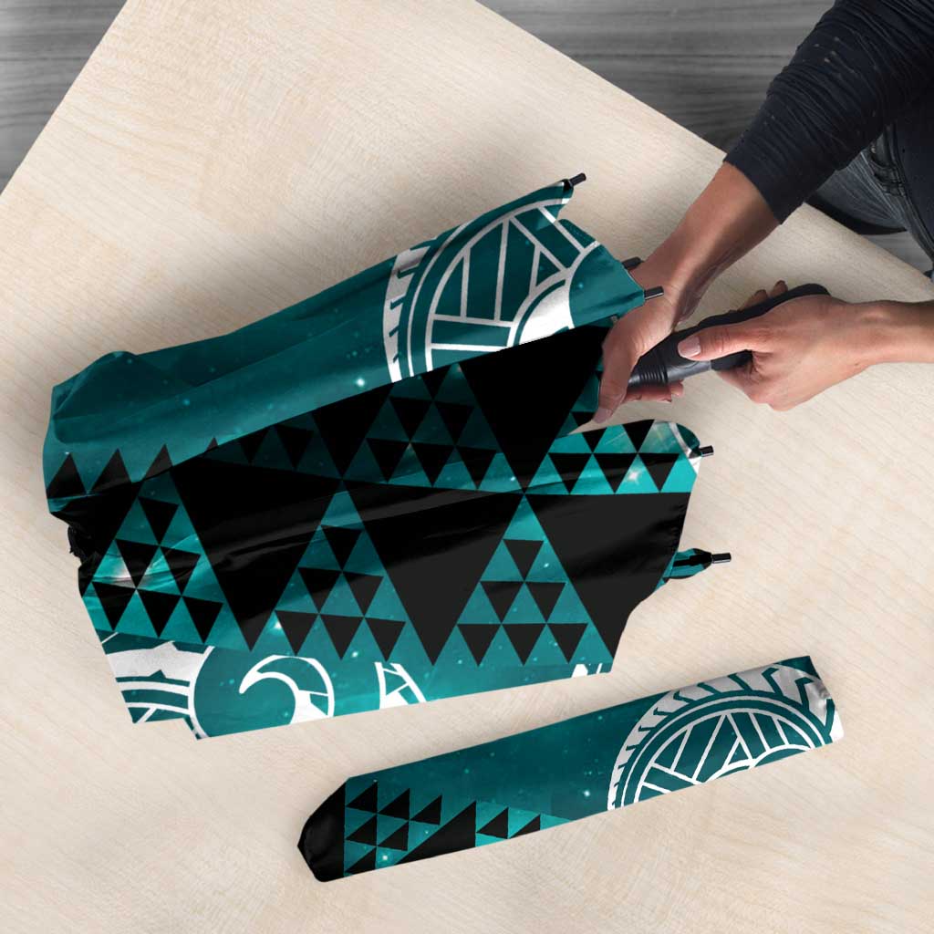 Matariki New Zealand Umbrella NZ Niho Taniwha Maori New Year Cyan Galaxy LT14 - Polynesian Pride
