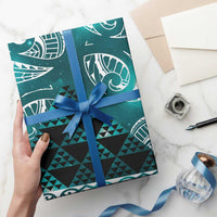 Matariki New Zealand Wrapping Paper NZ Niho Taniwha Maori New Year Cyan Galaxy LT14 - Polynesian Pride