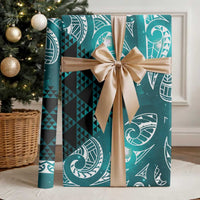Matariki New Zealand Wrapping Paper NZ Niho Taniwha Maori New Year Cyan Galaxy LT14 - Polynesian Pride