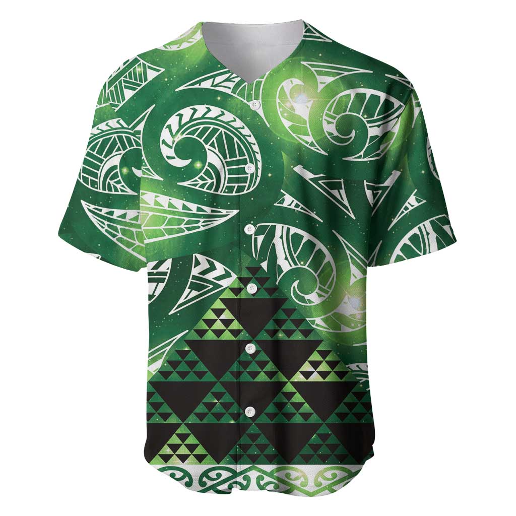 Matariki New Zealand Baseball Jersey NZ Niho Taniwha Maori New Year Green Galaxy LT14 Green - Polynesian Pride