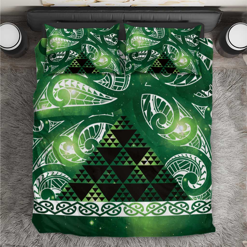 Matariki New Zealand Bedding Set NZ Niho Taniwha Maori New Year Green Galaxy