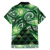 Matariki New Zealand Family Matching Off Shoulder Short Dress and Hawaiian Shirt NZ Niho Taniwha Maori New Year Green Galaxy