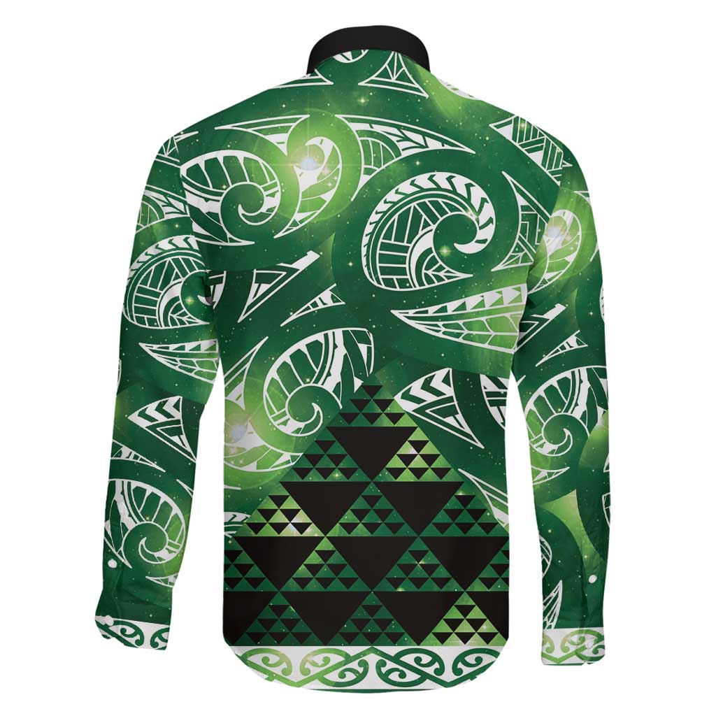 Matariki New Zealand Family Matching Off Shoulder Short Dress and Hawaiian Shirt NZ Niho Taniwha Maori New Year Green Galaxy