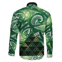 Matariki New Zealand Family Matching Off Shoulder Short Dress and Hawaiian Shirt NZ Niho Taniwha Maori New Year Green Galaxy