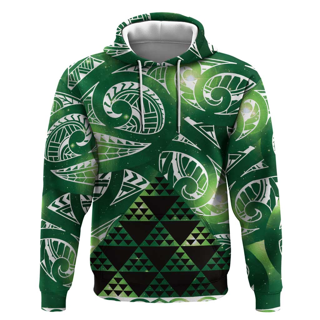 Matariki New Zealand Hoodie NZ Niho Taniwha Maori New Year Green Galaxy LT14 Pullover Hoodie Green - Polynesian Pride