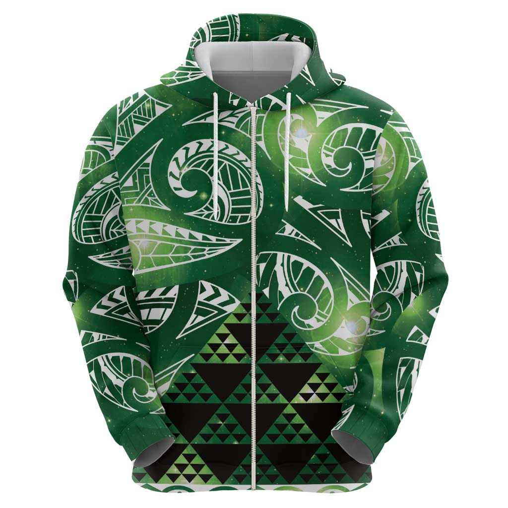 Matariki New Zealand Hoodie NZ Niho Taniwha Maori New Year Green Galaxy