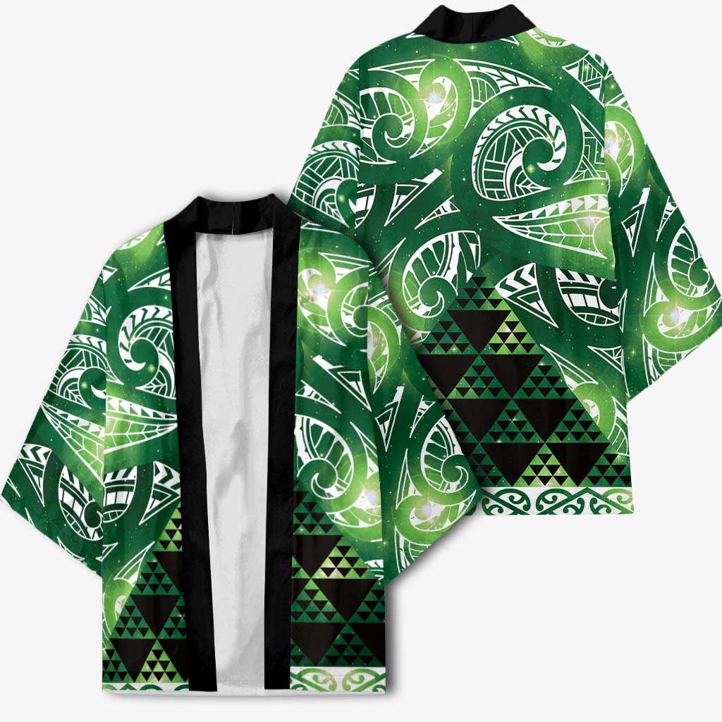 Matariki New Zealand Kimono NZ Niho Taniwha Maori New Year Green Galaxy LT14 - Polynesian Pride