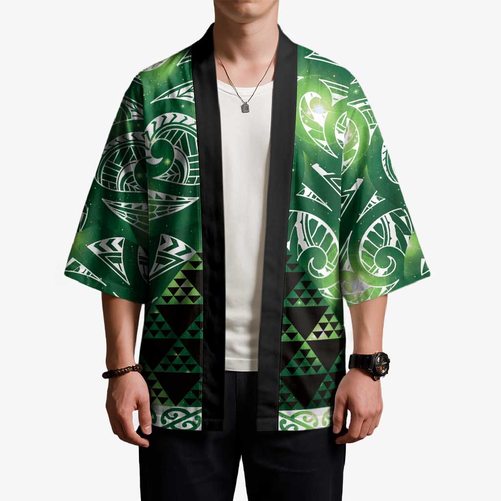 Matariki New Zealand Kimono NZ Niho Taniwha Maori New Year Green Galaxy LT14 - Polynesian Pride