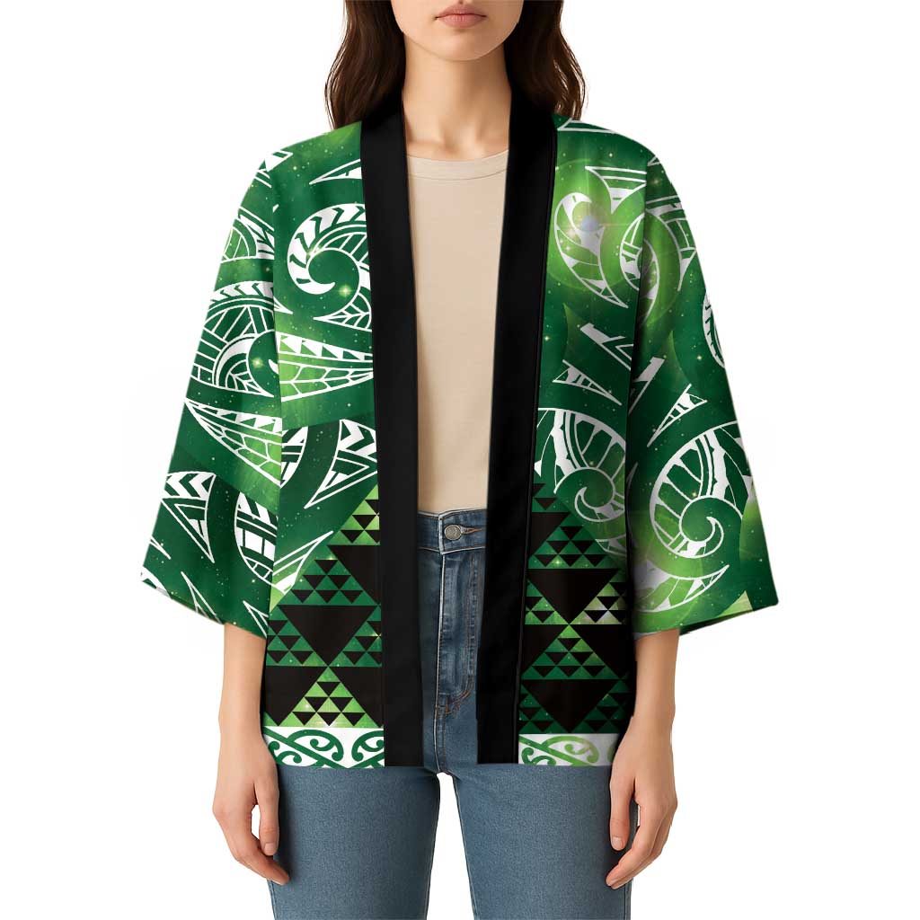 Matariki New Zealand Kimono NZ Niho Taniwha Maori New Year Green Galaxy LT14 - Polynesian Pride