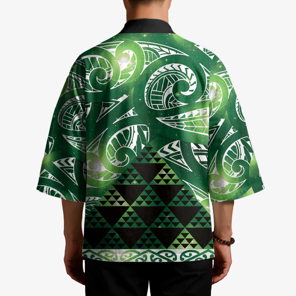 Matariki New Zealand Kimono NZ Niho Taniwha Maori New Year Green Galaxy LT14 - Polynesian Pride