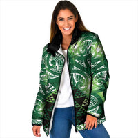 Matariki New Zealand Padded Jacket NZ Niho Taniwha Maori New Year Green Galaxy LT14 Women Green - Polynesian Pride