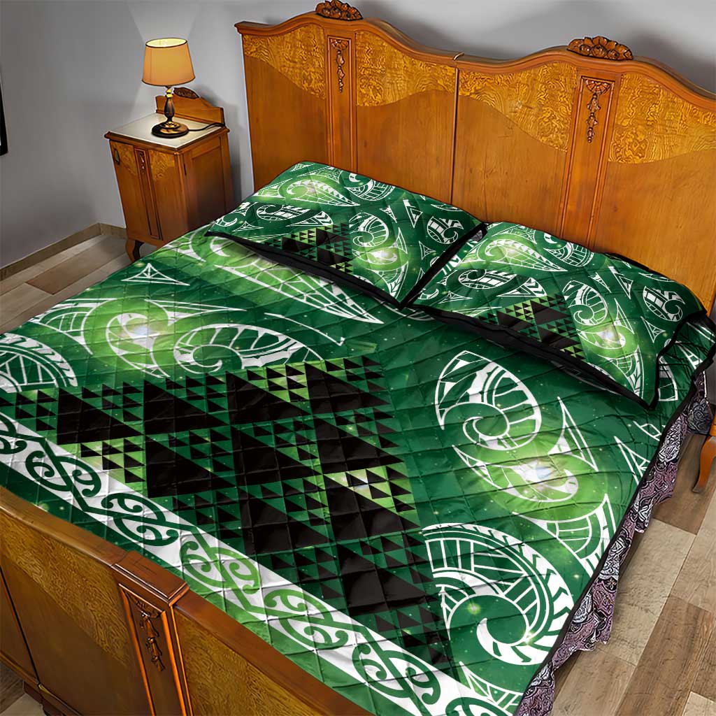 Matariki New Zealand Quilt Bed Set NZ Niho Taniwha Maori New Year Green Galaxy LT14 - Polynesian Pride