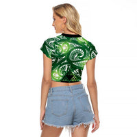 Matariki New Zealand Raglan Cropped T Shirt NZ Niho Taniwha Maori New Year Green Galaxy