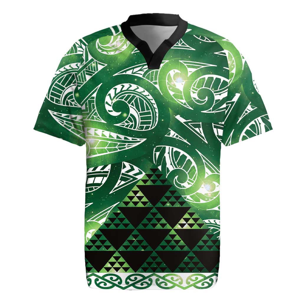 Matariki New Zealand Rugby Jersey NZ Niho Taniwha Maori New Year Green Galaxy LT14 Green - Polynesian Pride