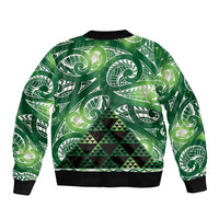 Matariki New Zealand Sleeve Zip Bomber Jacket NZ Niho Taniwha Maori New Year Green Galaxy LT14 - Polynesian Pride