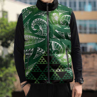 Matariki New Zealand Sleeveless Puffer Jacket NZ Niho Taniwha Maori New Year Green Galaxy LT14 - Polynesian Pride