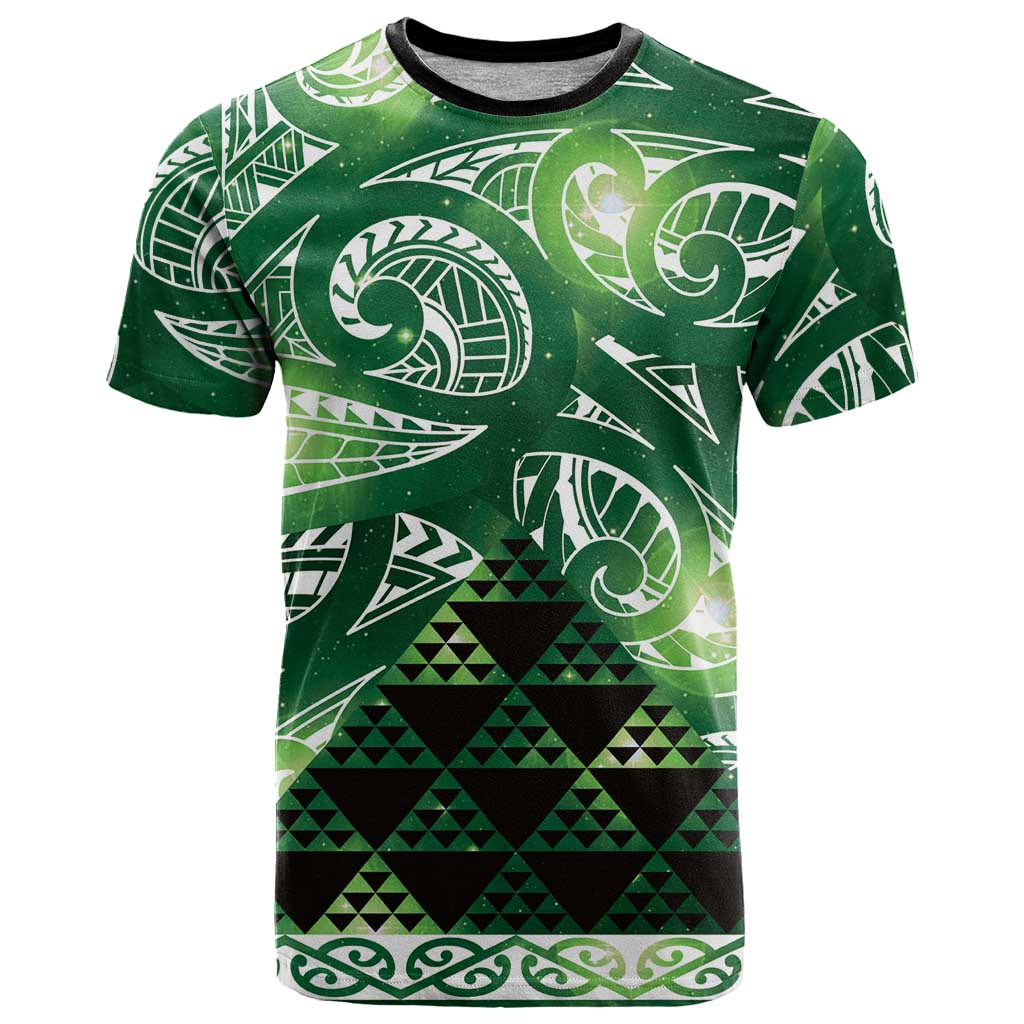 Matariki New Zealand T Shirt NZ Niho Taniwha Maori New Year Green Galaxy LT14 Green - Polynesian Pride