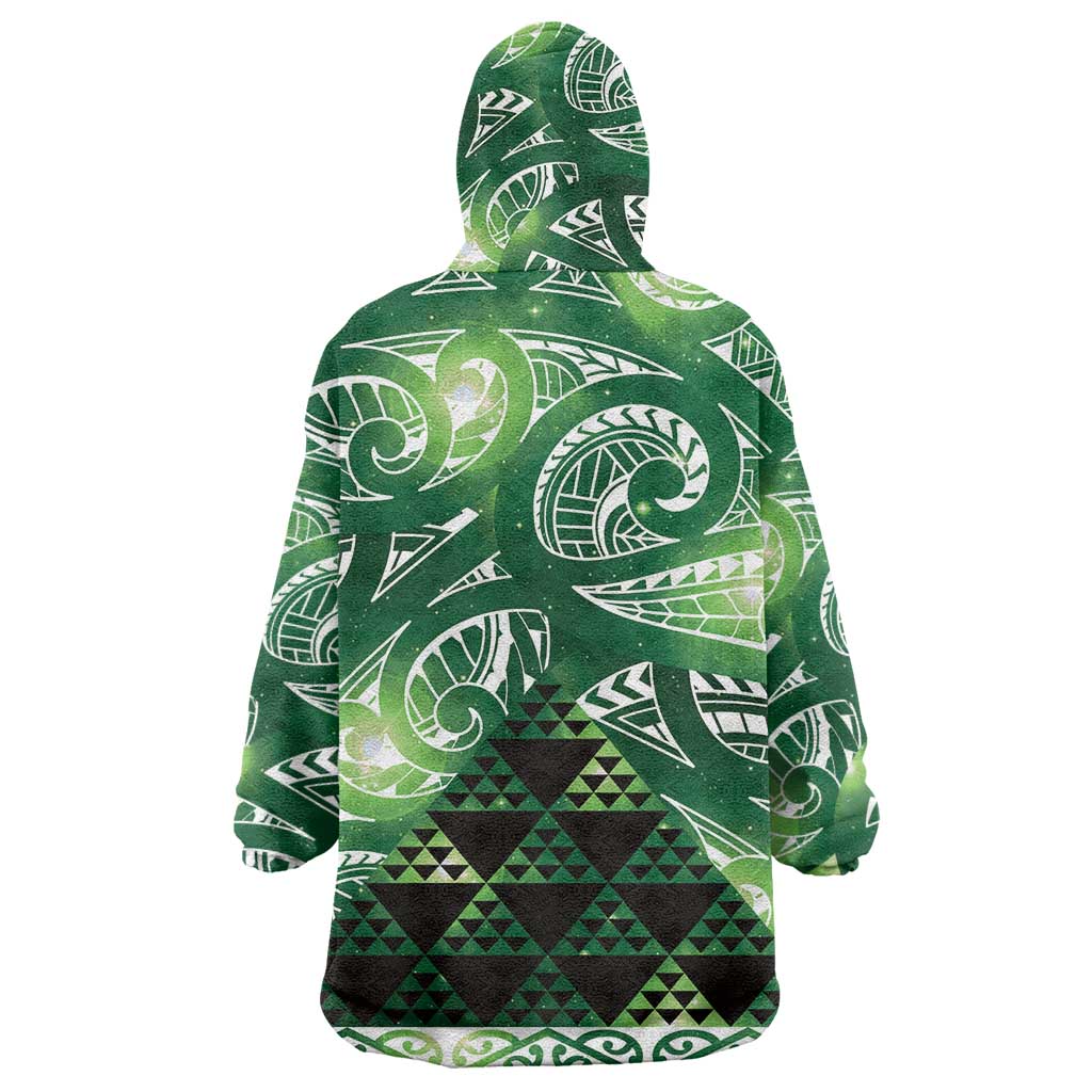 Matariki New Zealand Wearable Blanket Hoodie NZ Niho Taniwha Maori New Year Green Galaxy