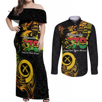 Personalised Vanuatu 678 Couples Matching Off Shoulder Maxi Dress and Long Sleeve Button Shirt Proud To Be A Ni-Van