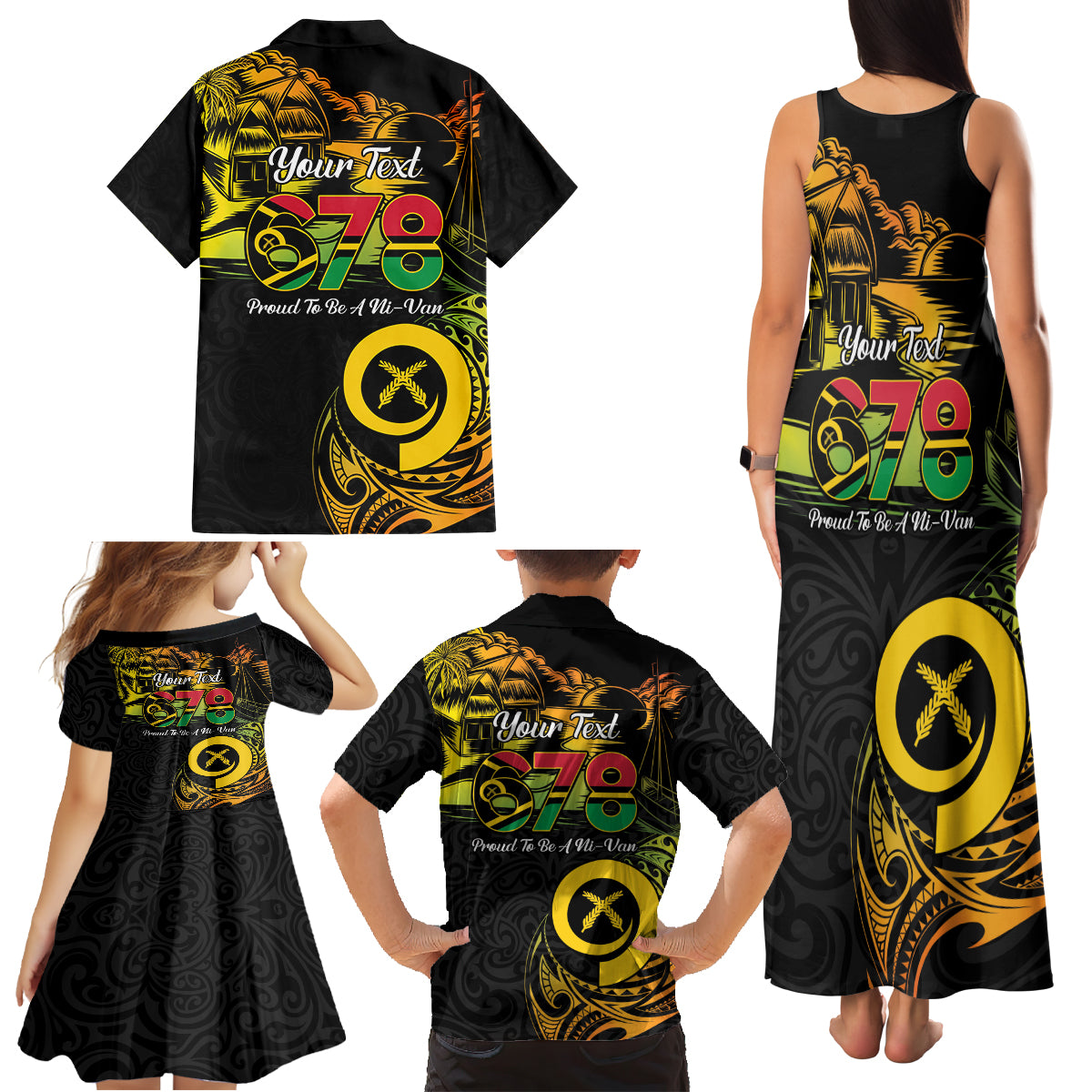 Personalised Vanuatu 678 Family Matching Tank Maxi Dress and Hawaiian Shirt Proud To Be A Ni-Van