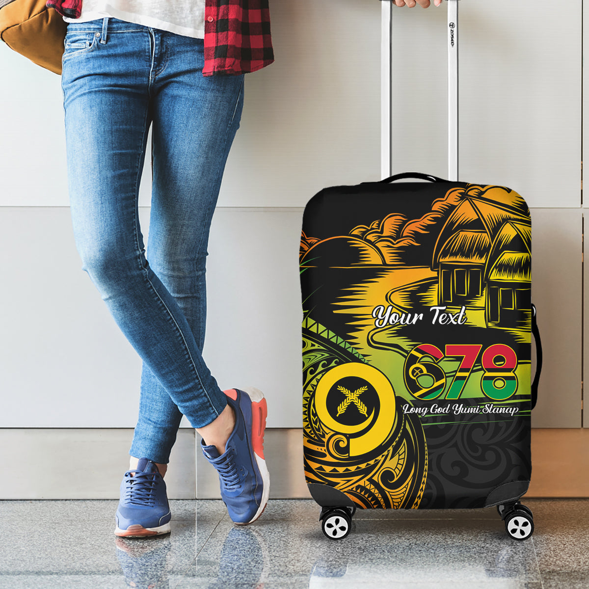 Personalised Vanuatu 678 Luggage Cover Proud To Be A Ni-Van LT14 - Polynesian Pride