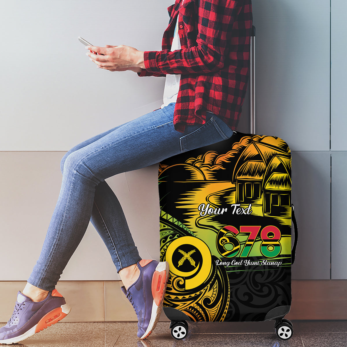 Personalised Vanuatu 678 Luggage Cover Proud To Be A Ni-Van LT14 - Polynesian Pride