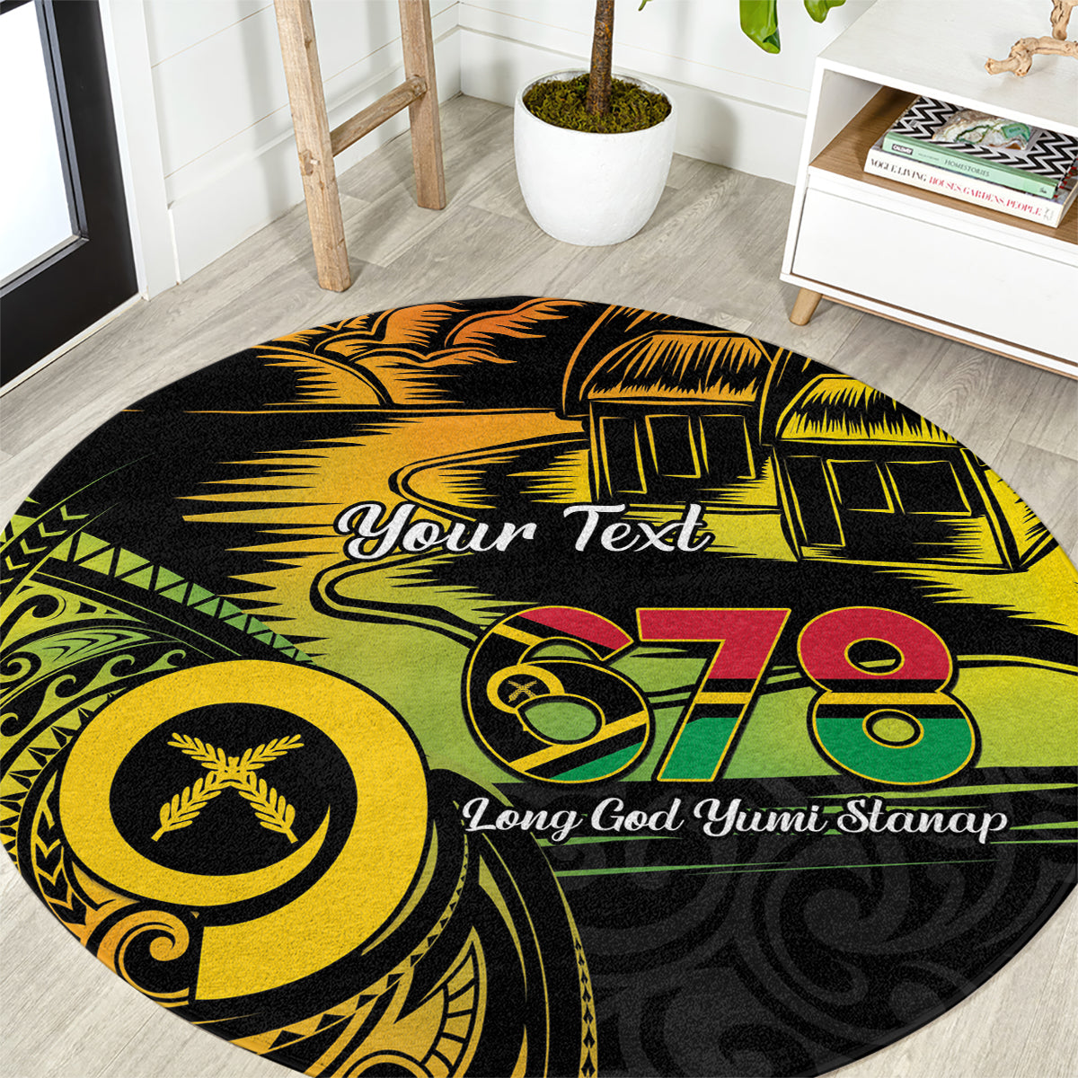 Personalised Vanuatu 678 Round Carpet Proud To Be A Ni-Van LT14 Black - Polynesian Pride